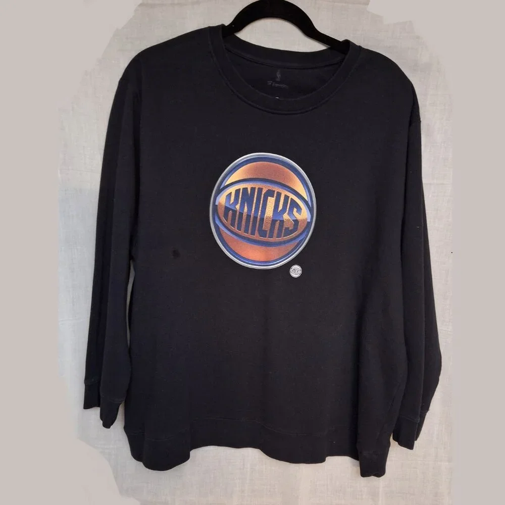 NY Knicks Fanatics Vintage Black Midnight Mascot Pullover Sweatshirt Sz 5XL - Picture 4 of 5